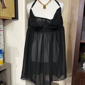 Cacique Elegant Black Sheer Babydoll Lingerie plus size 26/28